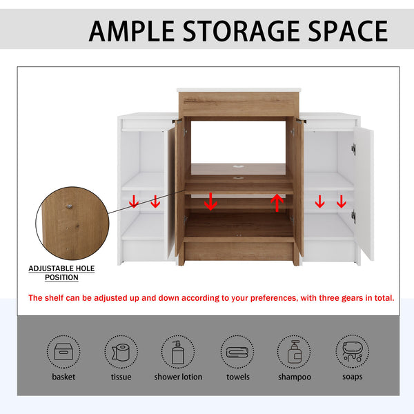 English Elm 48 Inch Freestanding Bathroom Vanity With Ceramic Sink & Soft-Close Doors For Modern Elegance W999S00314