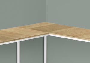 English Elm Computer Desk with Smooth Wood-Look Laminate Top and White Metal Frame — Compact 30" Workstation Natural 46 L x 21 W x 6 H B2710P219737