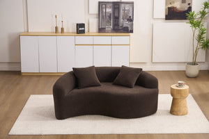 English Elm LY-042 Ergonomic Dual-Depth Loveseat Sofa, Brown Chenille, Zen Modular Design, 400 lb Capacity W2231P329732