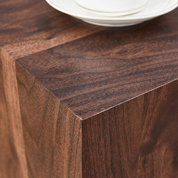 English Elm 12x12x20 Walnut Grain Mdf Accent Pedestal Table for Modern Living Room Decor W1151P408853