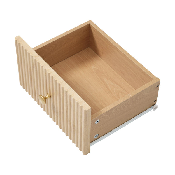 English Elm 67.7" Tall Freestanding Bathroom Cabinet with 3 Drawers, Open Shelves, Gold Handles, Anti-Tip Safety N729P335604O