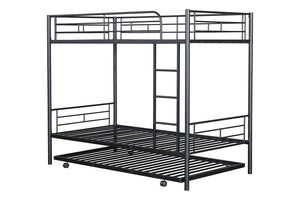 English Elm Contemporary Twin-Over-Twin Bunk Bed with Pull-Out Trundle and Built-In Ladder for Space-Saving Rooms Black 80 L x 15 W x 7 H B2741P350233