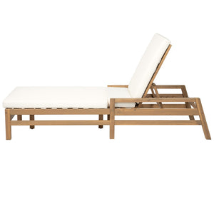 English Elm Trexm Solid Acacia Wood Outdoor Reclining Lounge Chair Set of 2 with Cushions Light Teak TM000033AAD