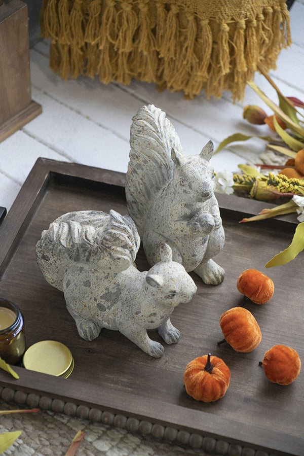 English Elm Set Of 2 Rustic Resin Squirrels - Charming Fall Decor For Thanksgiving, Harvest Festivals & More! W2078P246117-GIGA
