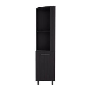 English Elm Kaia Tall Corner Bar Cabinet White Finish Wine Cubbies Stemware Rack Storage B200S00418
