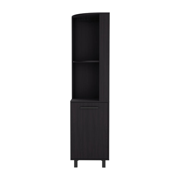 English Elm Kaia Tall Corner Bar Cabinet White Finish Wine Cubbies Stemware Rack Storage B200S00418