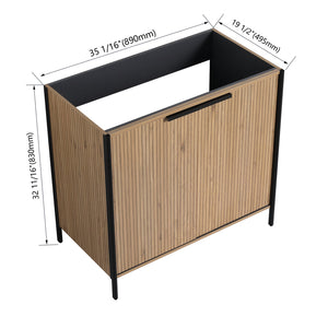 English Elm 36" Freestanding Bathroom Vanity Modern 36 Inch Plywood Cabinet with Soft-Closing Hinges & Shelf W999P251007