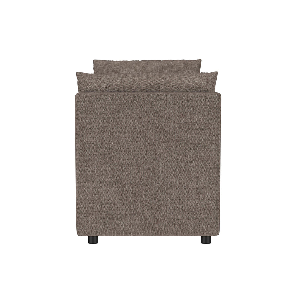 English Elm Upholstered Modern Accent Bench with Armrests and Bolster Pillows, Foam Seat, Black Tapered Legs Brown B016P383556