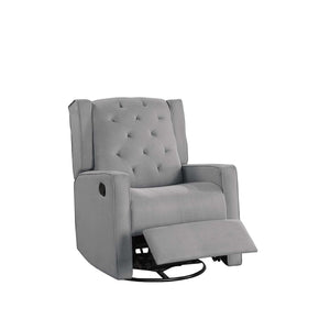 English Elm Swivel Manual Motion Glider Recliner with Diamond Tufted Back, Square Arms & 360° Comfort Rotation DARK GREY 31 L x 30 W x 26 H B089P240469
