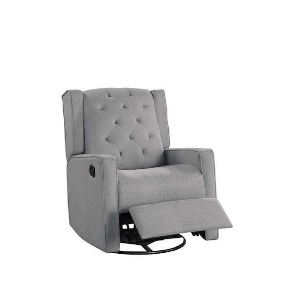 English Elm Swivel Manual Motion Glider Recliner with Diamond Tufted Back, Square Arms & 360° Comfort Rotation DARK GREY 31 L x 30 W x 26 H B089P240469
