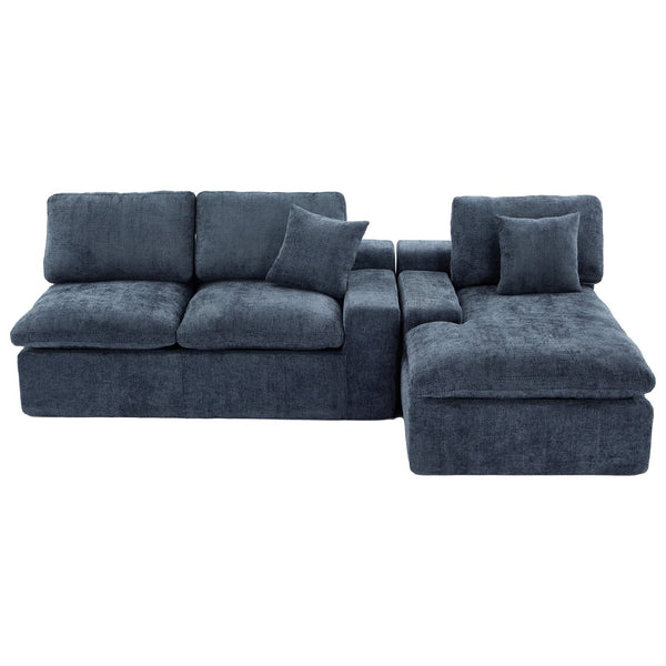 English Elm Cloud Modular Sectional Sofa with Double-Layer Cushioning, Deep 21.5" Seat, Chenille Upholstery & Side Pockets Blue N719S001980C