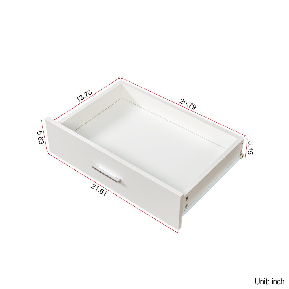 English Elm Freestanding Closet System 40" Wardrobe with 6 Open Shelves, 2 Hanging Rods & 1 Drawer, White Finish W331P280699