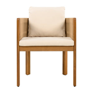 English Elm Christopher Knight Home® - Outdoor Dining Set with Acacia Wood Frame, 6 Chairs & Slatted 72" Table, Waterproof Washable Cushions Beige,Brown,Teak N779P266069N_N779P279983B-3