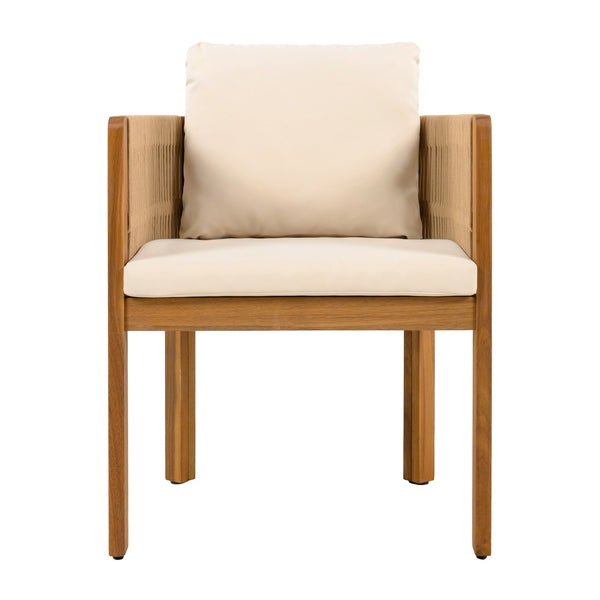 English Elm Christopher Knight Home® - Outdoor Dining Set with Acacia Wood Frame, 6 Chairs & Slatted 72" Table, Waterproof Washable Cushions Beige,Brown,Teak N779P266069N_N779P279983B-3