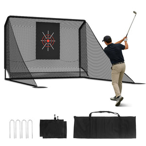 English Elm Golf Practice Net with Auto Ball Return Side Barriers Portable Backyard Hitting Enclosure W1422P416689