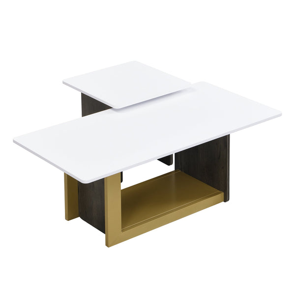 English Elm VIBE Modern Light Luxury Two-Piece Coffee Table Set with Metal Frame and Durable MDF Top for Living Room White N724P321447K