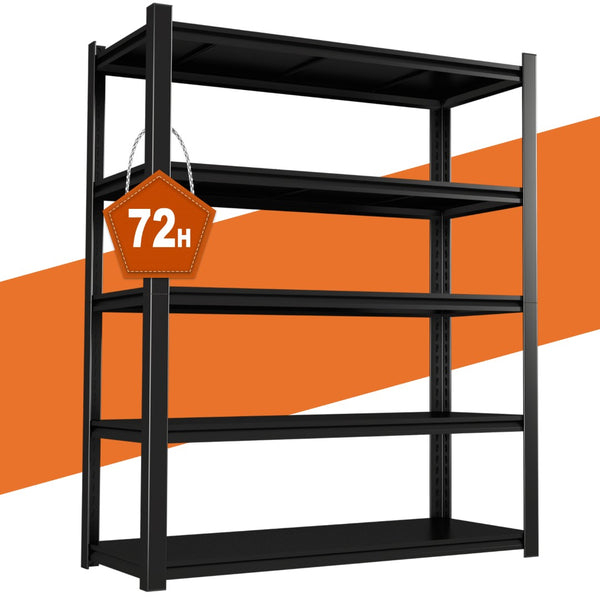English Elm 59" Wide Black Metal Shelving Unit with Removable Dividers for Garage or Office T3625P455779