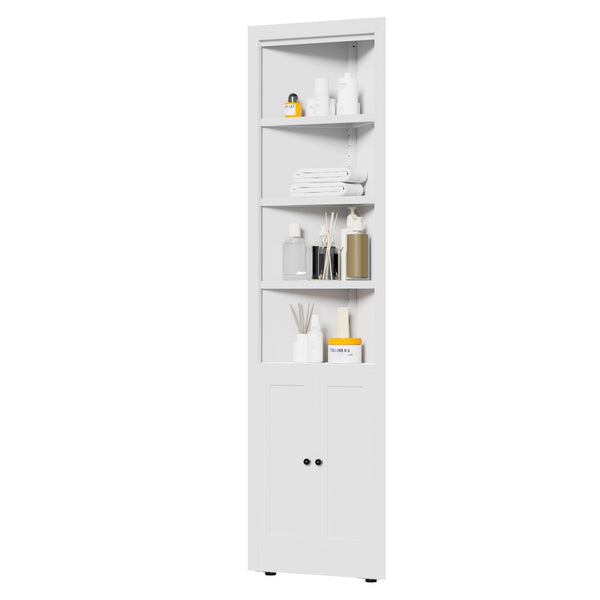 English Elm 71" Tall Corner Metal Cabinet with 5 Tiers Adjustable Shelves for Pantry or Bath W2735P428813
