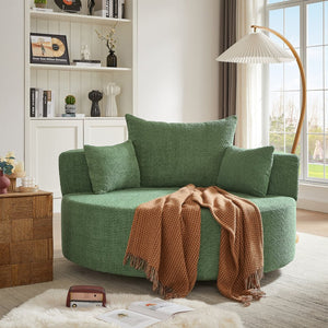 English Elm 360° Swivel Chair Spacious Chenille Barrel Accent Seat with 36.5" Deep Cushion, 360° Comfort for Living Rooms, Bedrooms, Offices, Hotels Green N719S001880F
