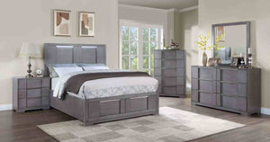 English Elm Contemporary Gray Nightstand with Dovetail Drawers Nickel Pulls and Felt Lined Storage B2741P436975