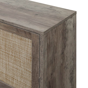 English Elm 4 Door Rattan Shoe Cabinet with Pine Legs Slim Entryway Storage Modern Style W688P173281