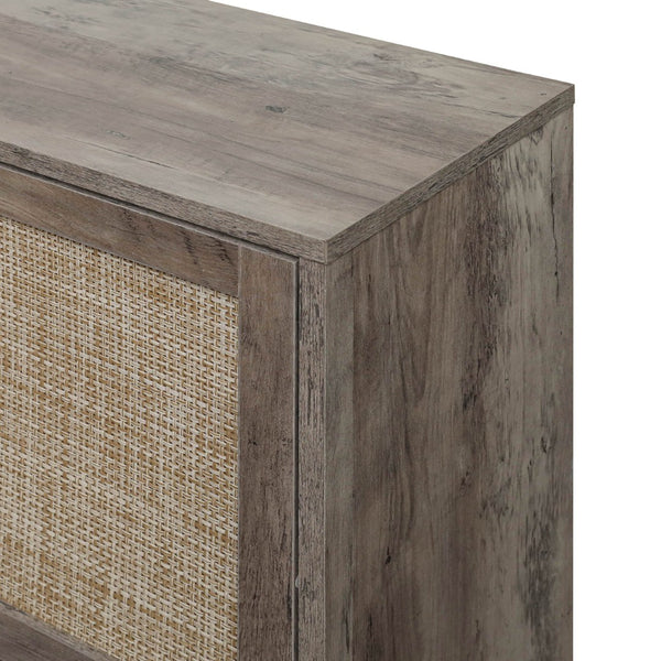 English Elm 4 Door Rattan Shoe Cabinet with Pine Legs Slim Entryway Storage Modern Style W688P173281