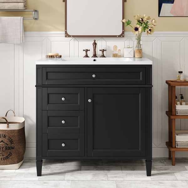 English Elm 36'' Modern Bathroom Vanity With Resin Sink, Storage Cabinet & Tip-Out Drawer For Stylish Organization SW000119AAB-2