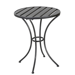 English Elm Christopher Knight Home® - COLMAR 3-Piece Metal Bistro Set for Patio — Weather-Resistant Iron Table & Stackable Armchairs, Slatted Design Black+Silver 56558.00BSVR