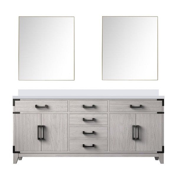 English Elm White Oak Double Bath Vanity 72" With Durable Cultured Marble Top - Stylish Storage & Easy Care B2731P259906-GIGA