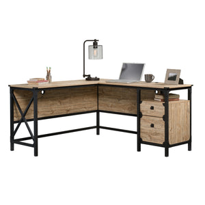 English Elm L-Shaped Desk In Brown Finish - Spacious, Stylish, And Durable For Home Office Or Gaming Setup B356P354419