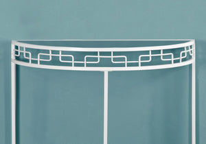 English Elm Accent Console Table with Tempered Glass Top and Geometric White Metal Frame for Entryway Living Room White 39 L x 18 W x 7 H B2710P218947