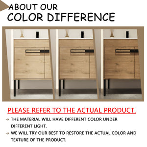 English Elm 30 30 Inch Freestanding Bathroom Vanity Cabinet Dual-Install Wall or Floor, Soft-Close Doors, Metal Handles, Adjustable Shelf, Feet Included W999104320