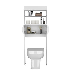 English Elm Over The Toilet Cabinet Jozz White – Slim 24.56" W x 8" D x 63" H Engineered Wood, Modern Durable Storage B092P309167