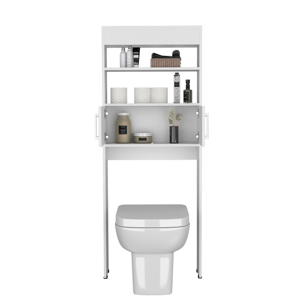 English Elm Over The Toilet Cabinet Jozz White – Slim 24.56" W x 8" D x 63" H Engineered Wood, Modern Durable Storage B092P309167