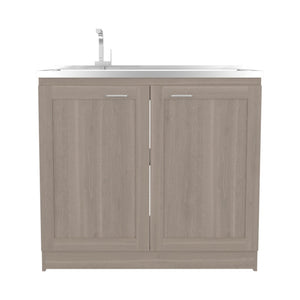 English Elm Montello White Utility Sink with Open Shelves for Laundry Mudroom Workspace B092S00280