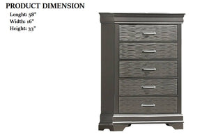 English Elm Modern Gray Six Drawer Chest with Curved Frame Birch Veneer Bedroom Storage B011P448760