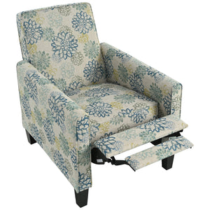English Elm Christopher Knight Home® - 27.5" Push Back Recliner with Beech Legs, Deep Ergonomic Seat & Extendable Footrest for Rooms Blue N763P256508C