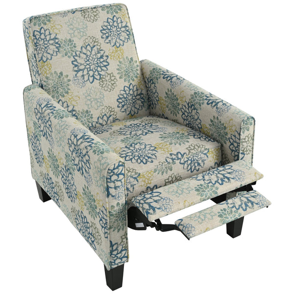 English Elm Christopher Knight Home® - 27.5" Push Back Recliner with Beech Legs, Deep Ergonomic Seat & Extendable Footrest for Rooms Blue N763P256508C