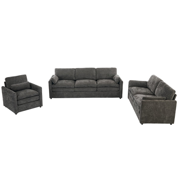 English Elm Cozy Upholstered Sofa Set - Cloud-Like Comfort With Deep Cushions & Stylish Grey Chenille Design N719S001920E