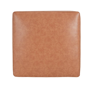 English Elm Upholstered Square Pu Leather Ottoman with Coil Spring Support for Modern Living Rooms N757P414087T