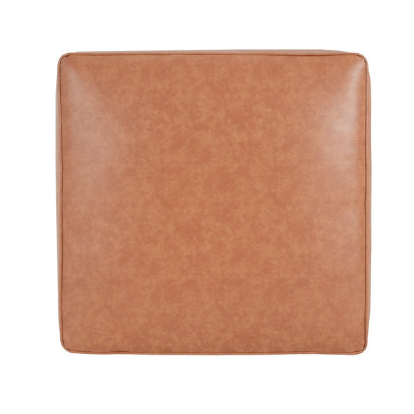 English Elm Upholstered Square Pu Leather Ottoman with Coil Spring Support for Modern Living Rooms N757P414087T