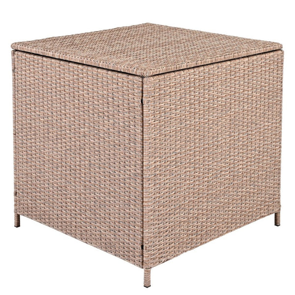 English Elm Topmax Outdoor Wicker Sectional Set with Storage Adjustable Seating and Tempered Glass Table Light Grey N717S100005G