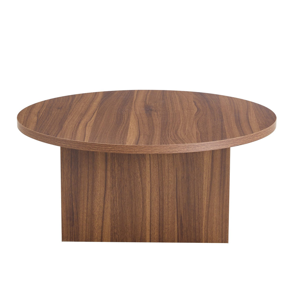 English Elm Versatile MDF Round Coffee Table with Modern Minimalist Nordic Design, Durable Scratch-Resistant Top Walnut W3226P278925