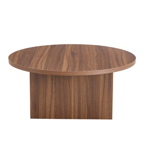 English Elm Versatile MDF Round Coffee Table with Modern Minimalist Nordic Design, Durable Scratch-Resistant Top Walnut W3226P278925