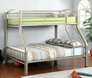 English Elm Twin Industrial Metal Bunk Bed with Wood Panels and Built-In Ladder, Guarded Top, Versatile Layouts Metallic Grey 76 L x 62 W x 9 H B2741P353748