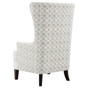English Elm Lindstrom Tall Latte Wingback Accent Chair with Nailhead Trim, Plush Upholstery & Dark Wood Legs B062P358332