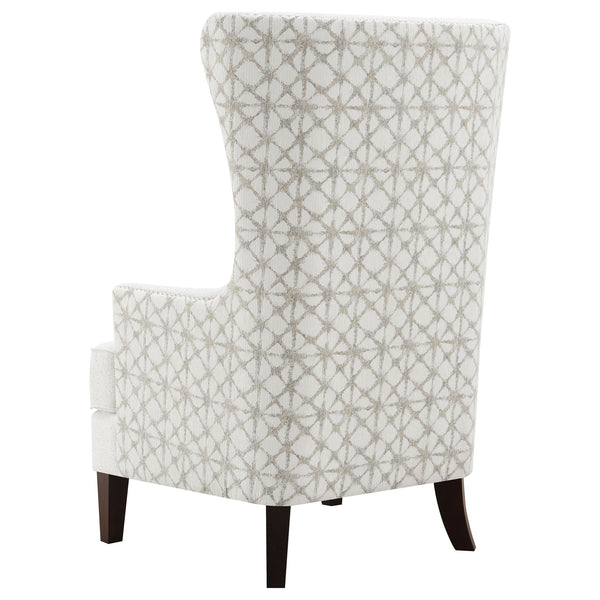 English Elm Lindstrom Tall Latte Wingback Accent Chair with Nailhead Trim, Plush Upholstery & Dark Wood Legs B062P358332