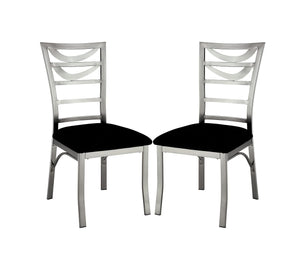 English Elm Contemporary Oval Back Dining Chairs Set of 2 with Padded Microfiber Seats, Powder-Coated Metal Frame, Sleek Design Black,Silver 42 L x 21 W x 10 H B011P232977