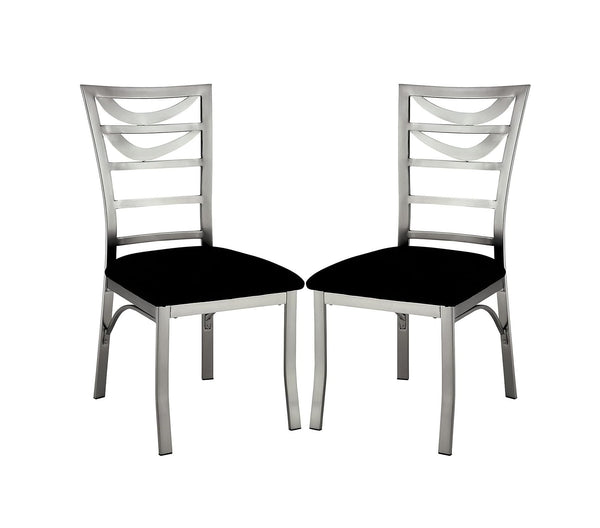 English Elm Contemporary Oval Back Dining Chairs Set of 2 with Padded Microfiber Seats, Powder-Coated Metal Frame, Sleek Design Black,Silver 42 L x 21 W x 10 H B011P232977