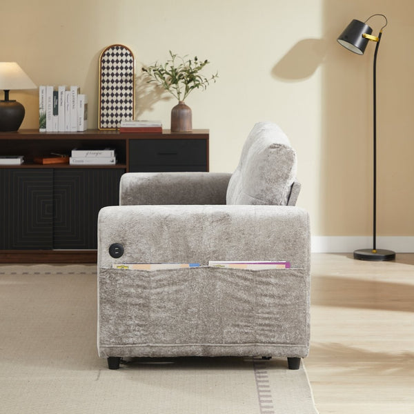 English Elm Modern Chenille Tufted Sleeper Sofa with Usb Port and Storage for Guest Rooms W1183S00025